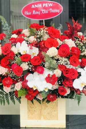 Giỏ hoa lan hồng đỏ phối lan hồ điệp là sự kết hợp tinh tế giữa vẻ đẹp kiêu sa của lan và sắc màu rực rỡ, nổi bật. Lan hồng đỏ tượng trưng cho sự may mắn, sang trọng; lan hồ điệp mang ý nghĩa thanh cao và bền vững. Giỏ hoa thích hợp để tặng mừng khai trương, sinh nhật, kỷ niệm hoặc làm quà biếu trang trọng và ý nghĩa.