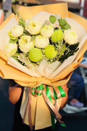 Bó hoa sen thanh khiết, trang nhã và mang vẻ đẹp tinh tế, tượng trưng cho sự thuần khiết và bình an