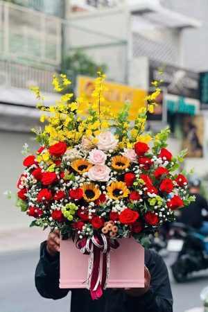 Giỏ hoa chúc mừng ở Gia Bình Bắc Ninh – Phù hợp tặng đối tác, người thân trong dịp lễ, hội nghị hay kỷ niệm