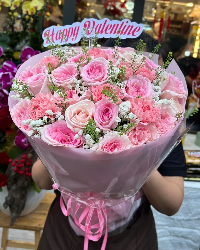 Bó hoa hồng pastel