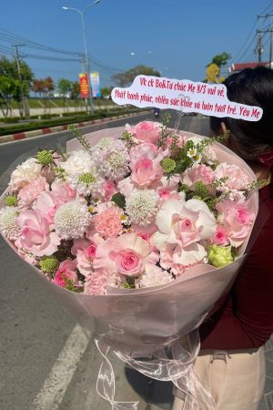 Bó hoa hồng pastel