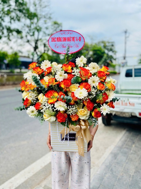 Lẵng hoa khai trương rực rỡ sắc màu, giao nhanh tại hoa tươi Châu Thành Hậu Giang