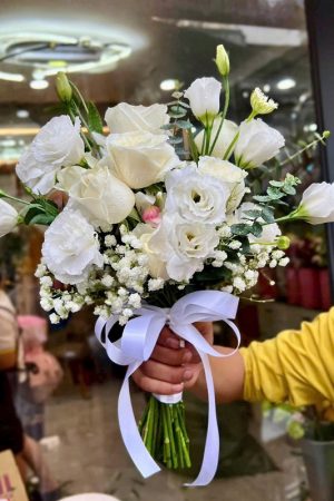 Bó hoa cưới hồng trắng